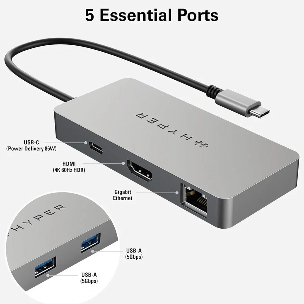 Hype USB-C Multi-Port Adapter - Silver